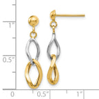 FJC Finejewelers 14 kt Two Tone Gold Two-tone Polished Post Dangle Earrings 25 mm x 6 mm