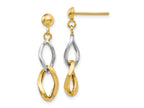FJC Finejewelers 14 kt Two Tone Gold Two-tone Polished Post Dangle Earrings 25 mm x 6 mm