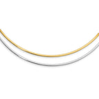 FJC Finejewelers 14 kt Two Tone Gold Bright Cut Two-Tone 2mm Reversible with Adj. Chain Omega Necklace 16 Inches