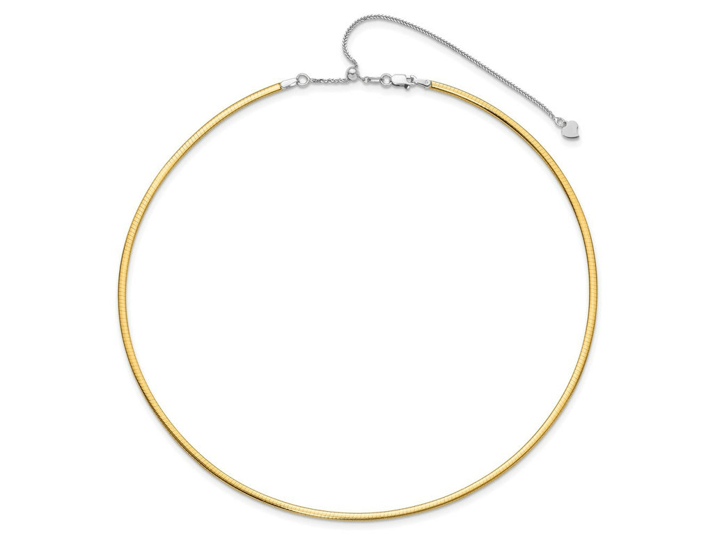 FJC Finejewelers 14 kt Two Tone Gold Bright Cut Two-Tone 2mm Reversible with Adj. Chain Omega Necklace 16 Inches