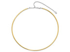 FJC Finejewelers 14 kt Two Tone Gold Bright Cut Two-Tone 2mm Reversible with Adj. Chain Omega Necklace 16 Inches