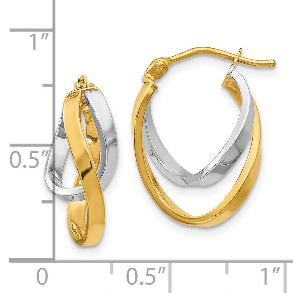 FJC Finejewelers 14 kt Two Tone Gold Two-tone Polished Hinged Hoop Earrings 17 mm x 14 mm