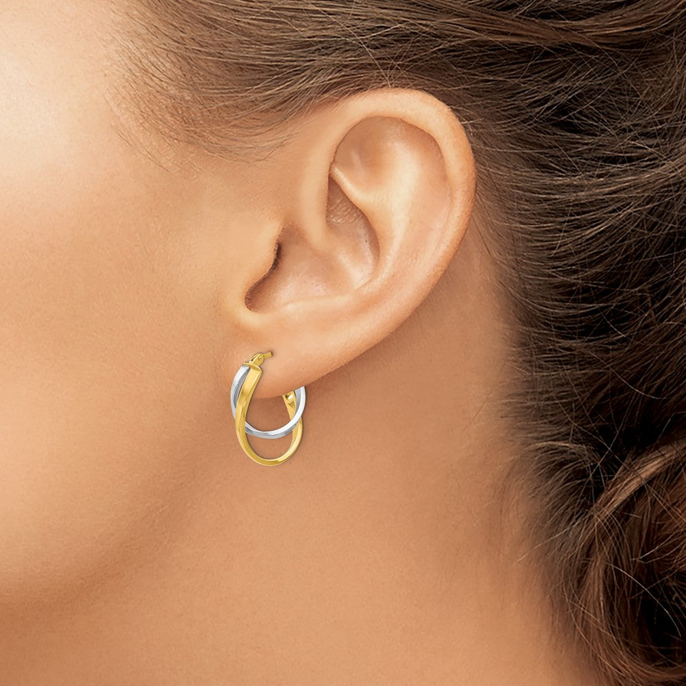 FJC Finejewelers 14 kt Two Tone Gold Two-tone Polished Hinged Hoop Earrings 17 mm x 14 mm