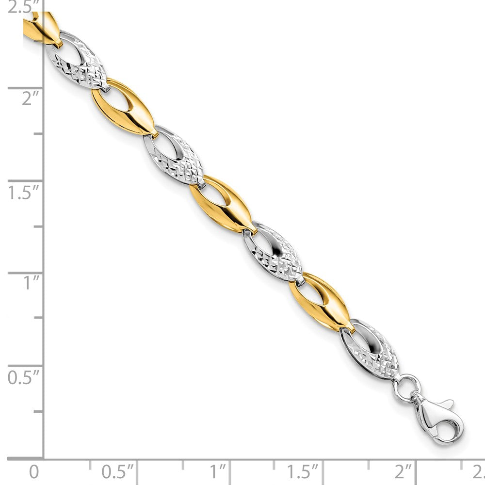 FJC Finejewelers 14 kt Two Tone Gold Fancy Bright Cut Bracelet 7 Inches