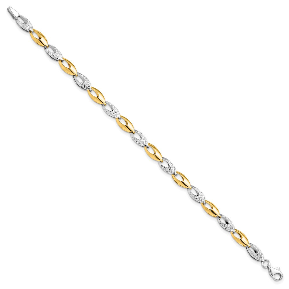 FJC Finejewelers 14 kt Two Tone Gold Fancy Bright Cut Bracelet 7 Inches