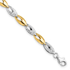 FJC Finejewelers 14 kt Two Tone Gold Fancy Bright Cut Bracelet 7 Inches