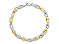 FJC Finejewelers 14 kt Two Tone Gold Fancy Bright Cut Bracelet 7 Inches