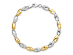 FJC Finejewelers 14 kt Two Tone Gold Fancy Bright Cut Bracelet 7 Inches