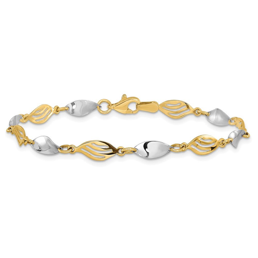 FJC Finejewelers 14 kt Two Tone Gold Fancy Bracelet 7 Inches