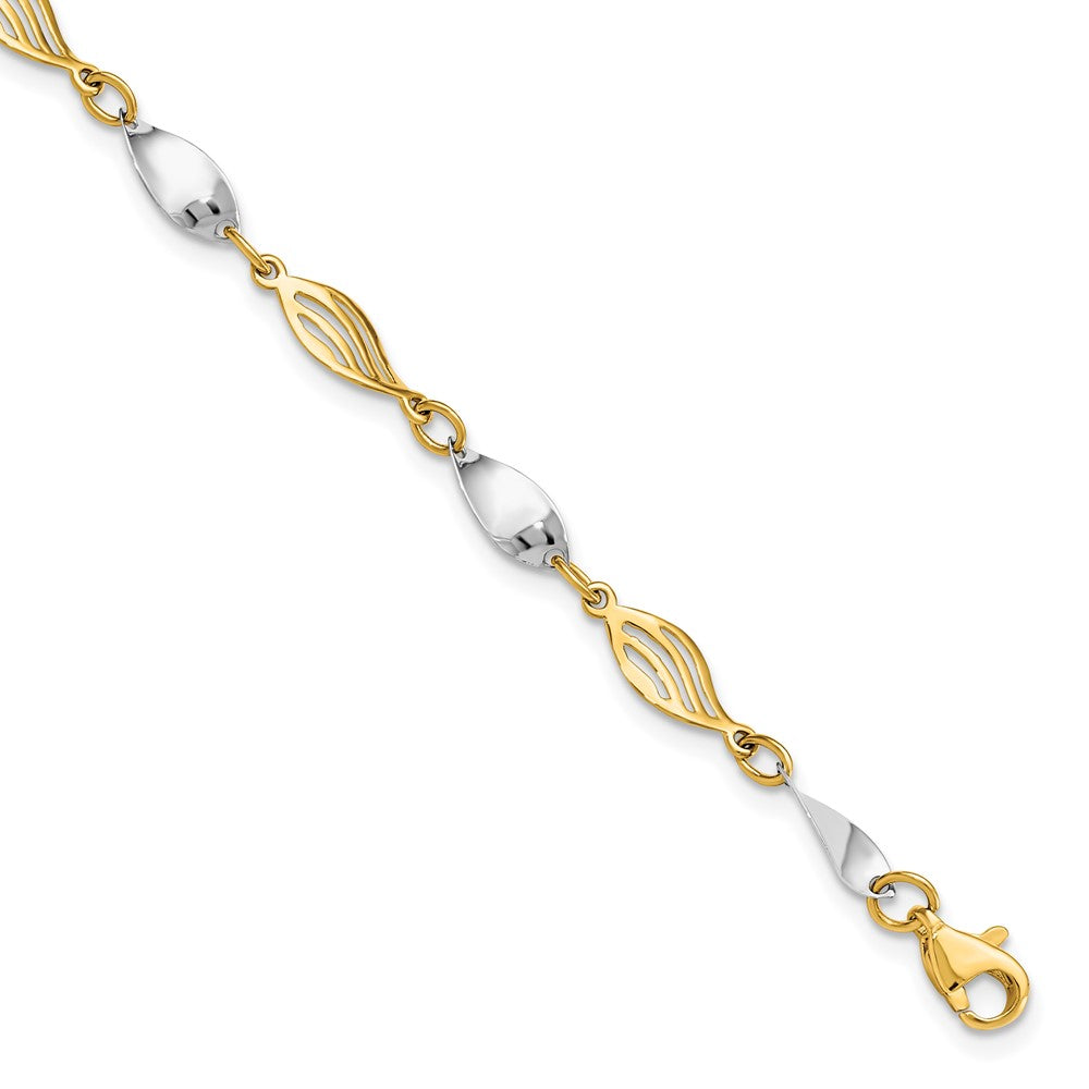 FJC Finejewelers 14 kt Two Tone Gold Fancy Bracelet 7 Inches