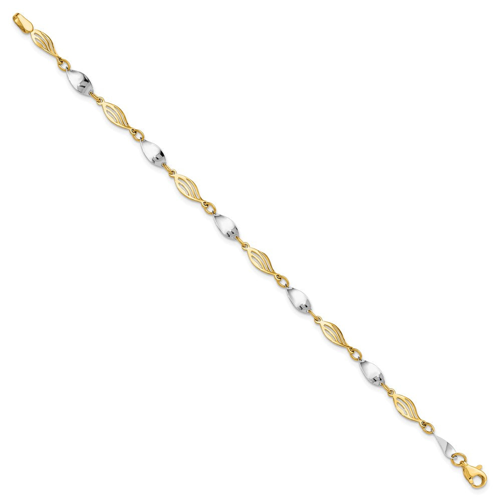 FJC Finejewelers 14 kt Two Tone Gold Fancy Bracelet 7 Inches