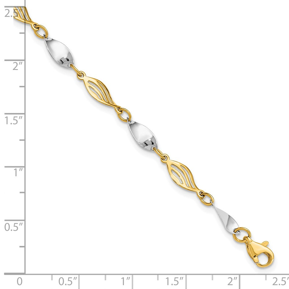 FJC Finejewelers 14 kt Two Tone Gold Fancy Bracelet 7 Inches