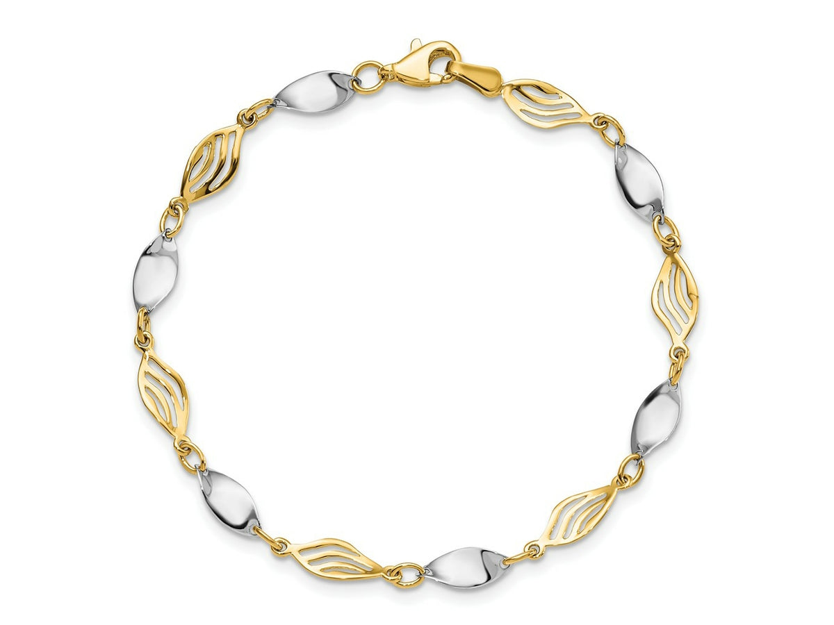 FJC Finejewelers 14 kt Two Tone Gold Fancy Bracelet 7 Inches