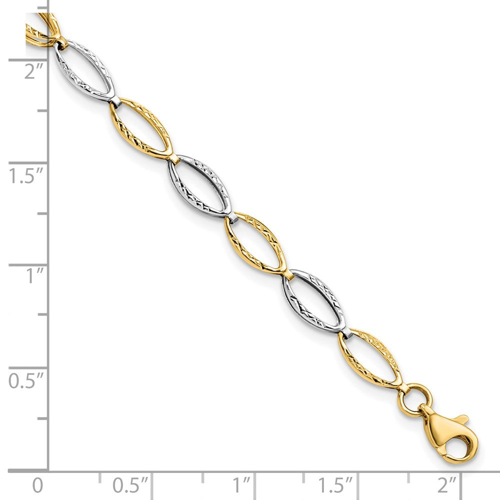 FJC Finejewelers 14 kt Two Tone Gold Fancy Bright Cut Bracelet 7 Inches