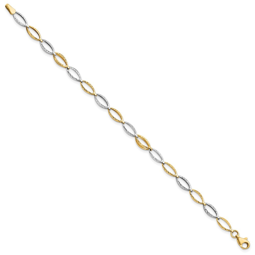 FJC Finejewelers 14 kt Two Tone Gold Fancy Bright Cut Bracelet 7 Inches