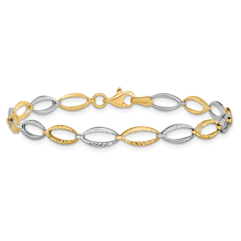 FJC Finejewelers 14 kt Two Tone Gold Fancy Bright Cut Bracelet 7 Inches
