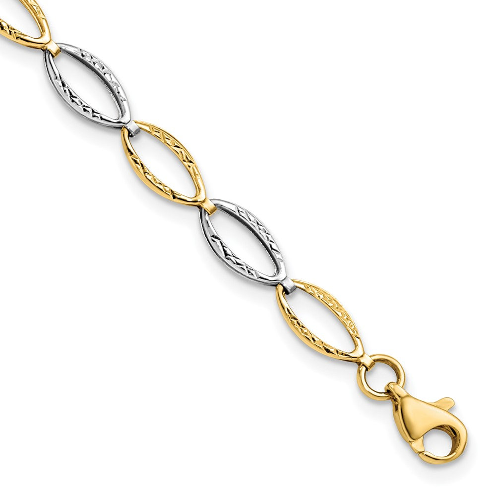 FJC Finejewelers 14 kt Two Tone Gold Fancy Bright Cut Bracelet 7 Inches