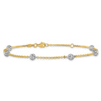 FJC Finejewelers 14 kt Two Tone Gold Cable Anklet 10 Inches x 1 mm