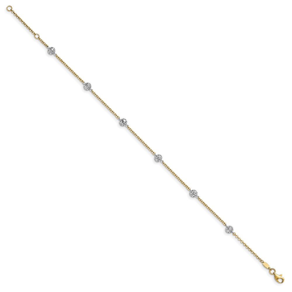 FJC Finejewelers 14 kt Two Tone Gold Cable Anklet 10 Inches x 1 mm