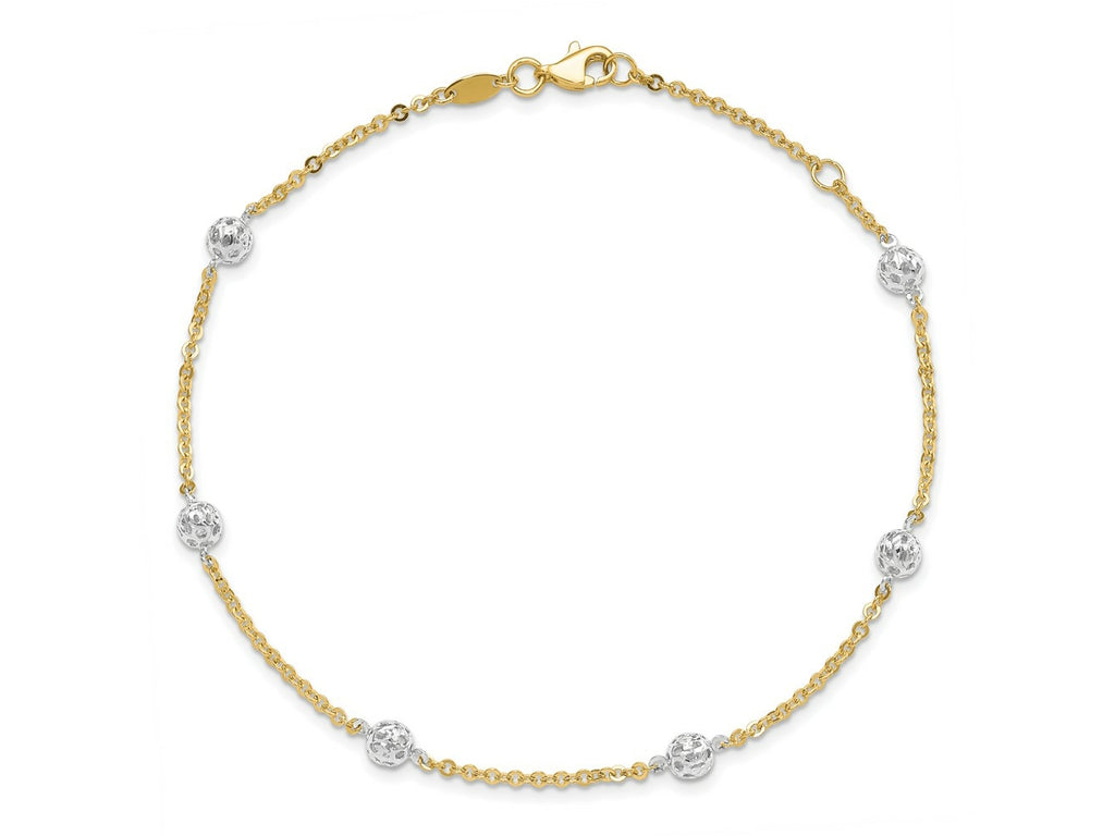 FJC Finejewelers 14 kt Two Tone Gold Cable Anklet 10 Inches x 1 mm
