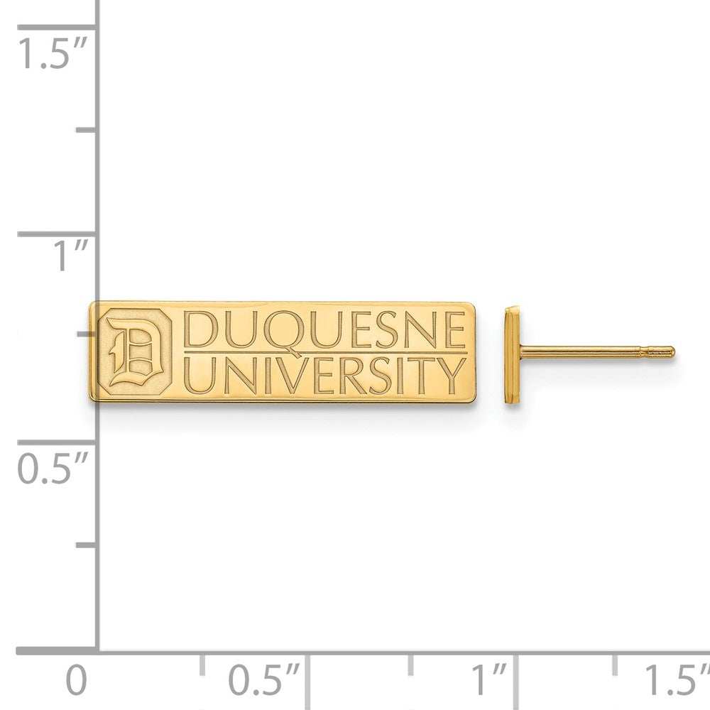 LogoArt 14 kt Yellow Gold Duquesne University Small Post Earrings 12 x 18 mm