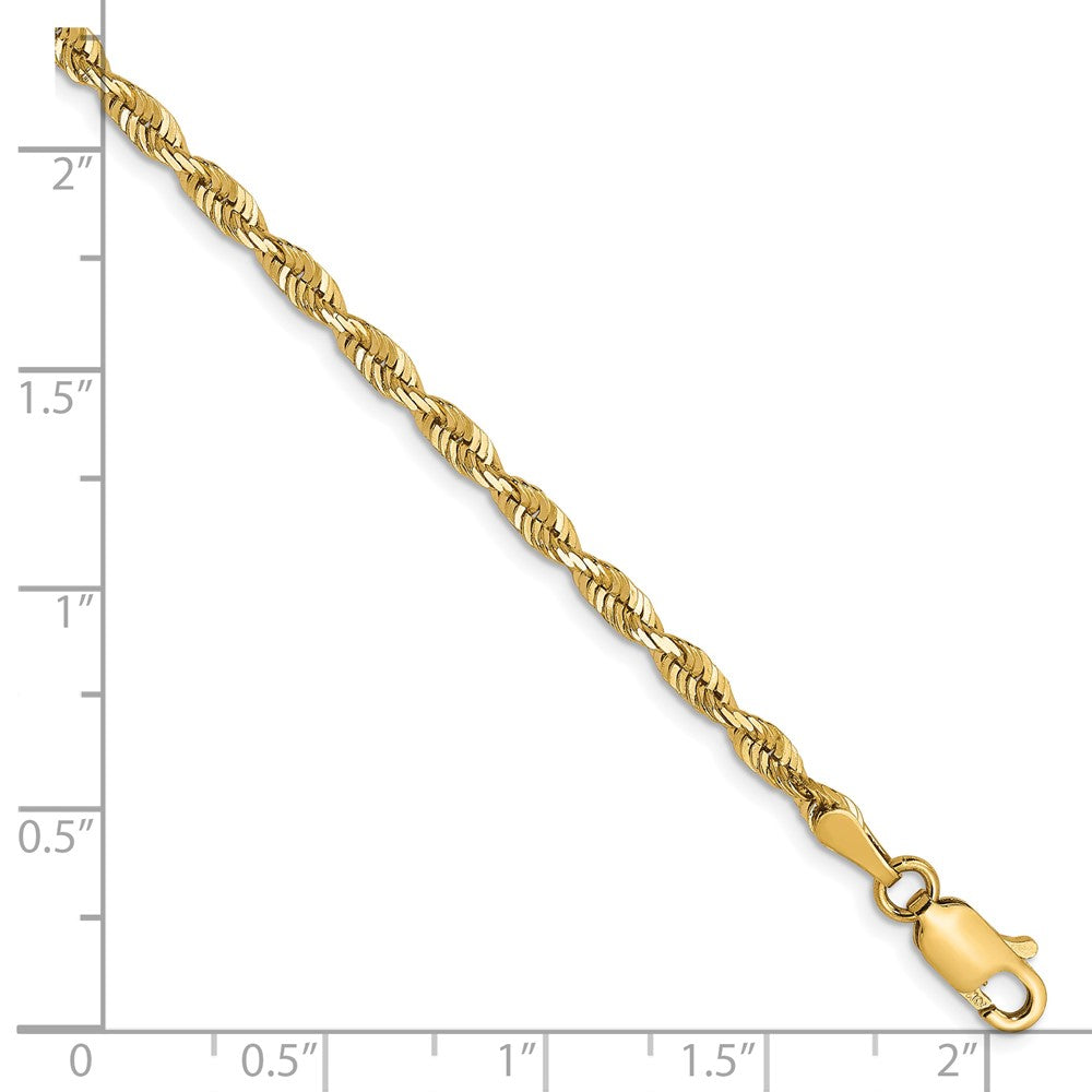 FJC Finejewelers 10 kt Yellow Gold Ultra Bright Cut Lightweight Rope Chain Bracelet 7 Inches x 2.75 mm