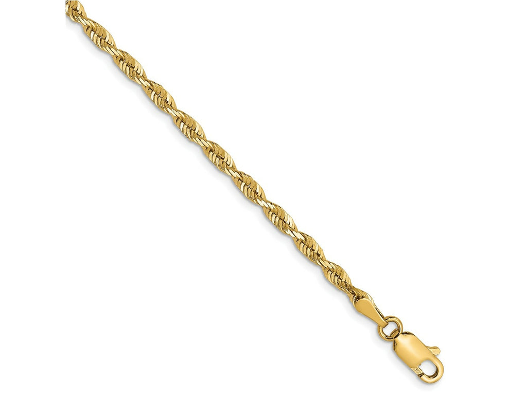 FJC Finejewelers 10 kt Yellow Gold Ultra Bright Cut Lightweight Rope Chain Bracelet 7 Inches x 2.75 mm