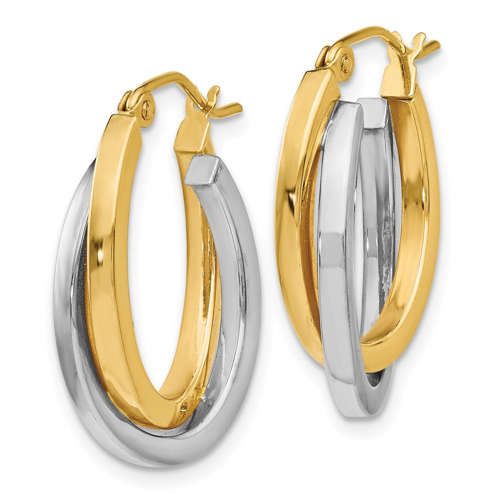 FJC Finejewelers 14 kt Two Tone Gold Two-tone Polished Hinged Hoop Earrings 23 mm x 16 mm