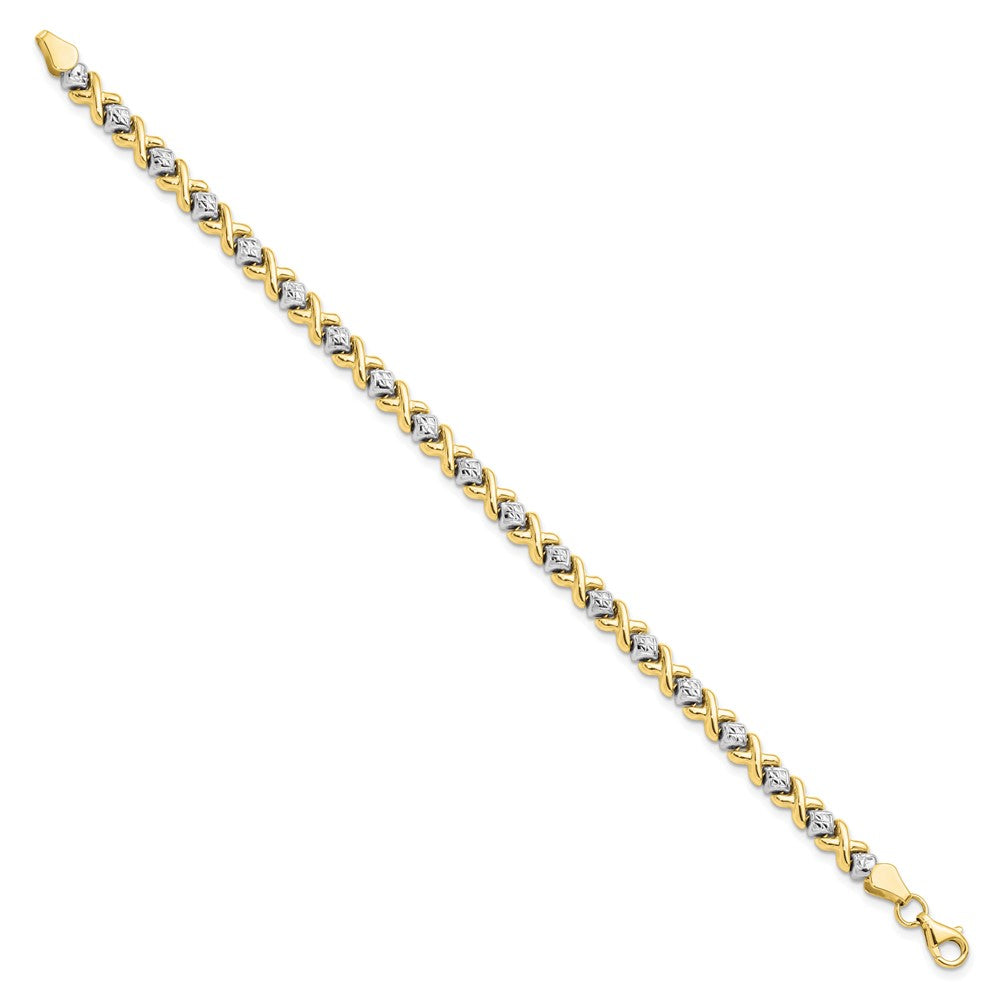 FJC Finejewelers 10 kt Yellow Gold Fancy with Rhodium Bright Cut Bracelet 7 Inches