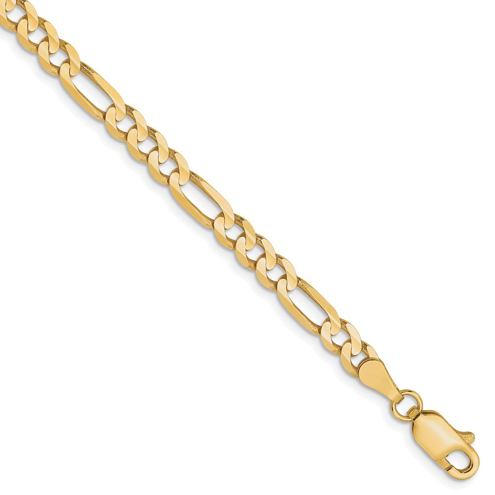 FJC Finejewelers 10 kt Yellow Gold Concave Figaro Chain Bracelet 7 Inches x 4 mm