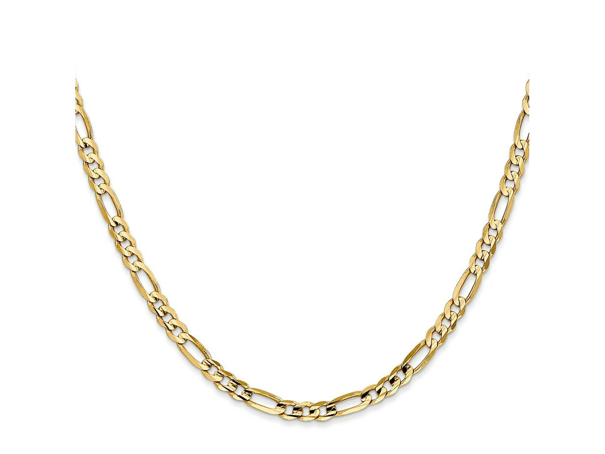 FJC Finejewelers 10 kt Yellow Gold Concave Figaro Chain Bracelet 8 Inches x 4 mm