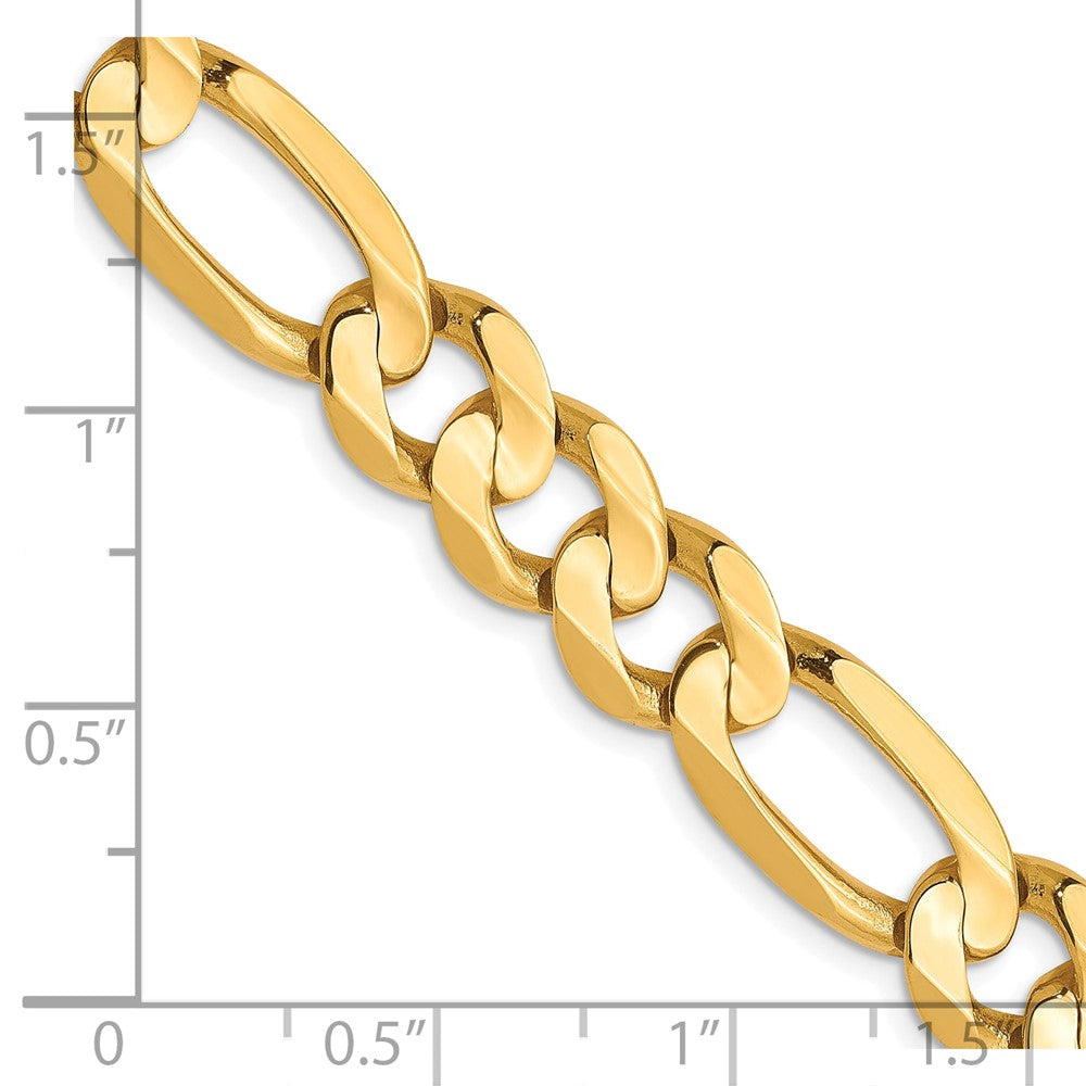 FJC Finejewelers 10 kt Yellow Gold Concave Figaro Chain Bracelet 9 Inches x 8.75 mm