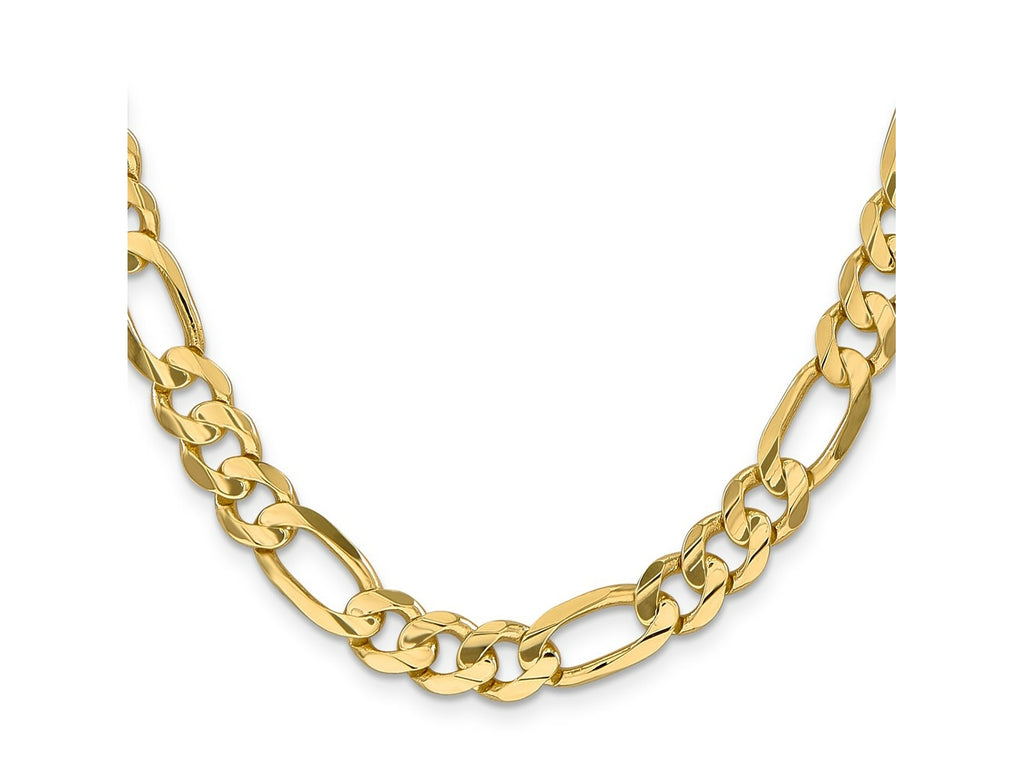 FJC Finejewelers 10 kt Yellow Gold Concave Figaro Chain Bracelet 9 Inches x 8.75 mm
