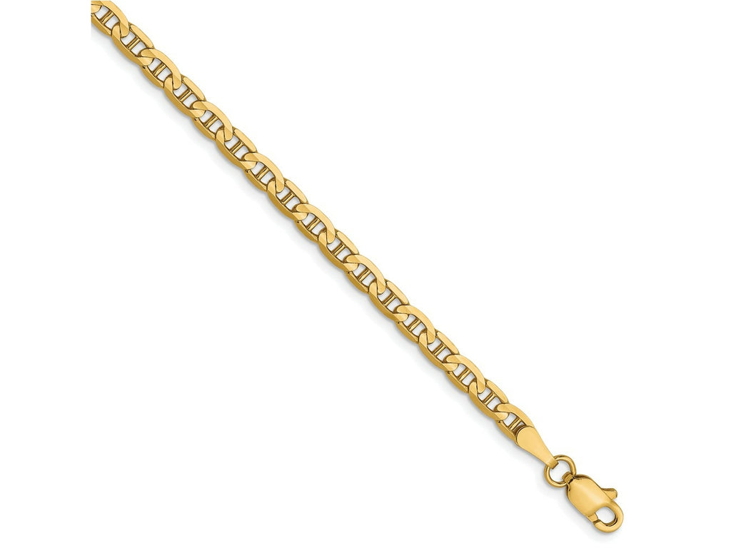 FJC Finejewelers 10 kt Yellow Gold Concave Anchor Chain Bracelet 7 Inches x 3 mm
