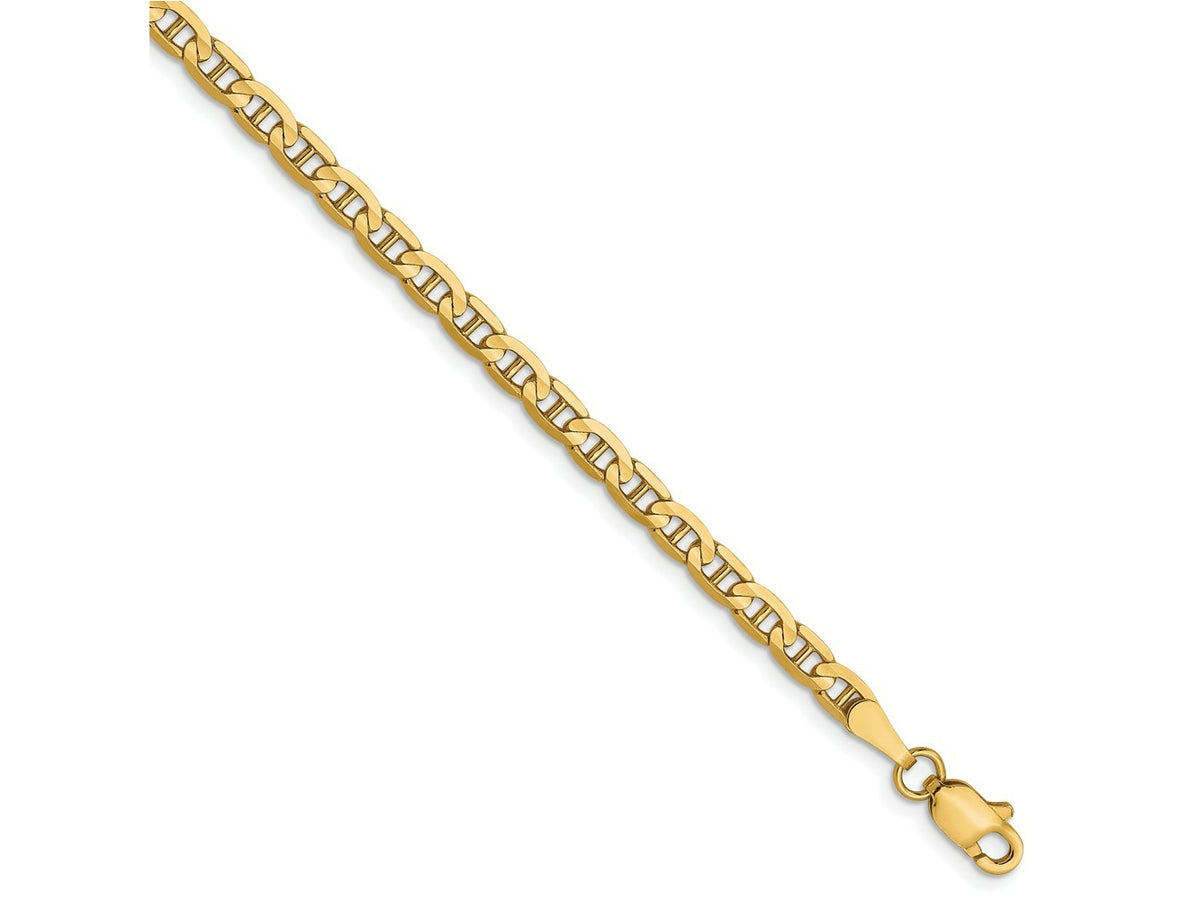 FJC Finejewelers 10 kt Yellow Gold Concave Anchor Chain Bracelet 7 Inches x 3 mm