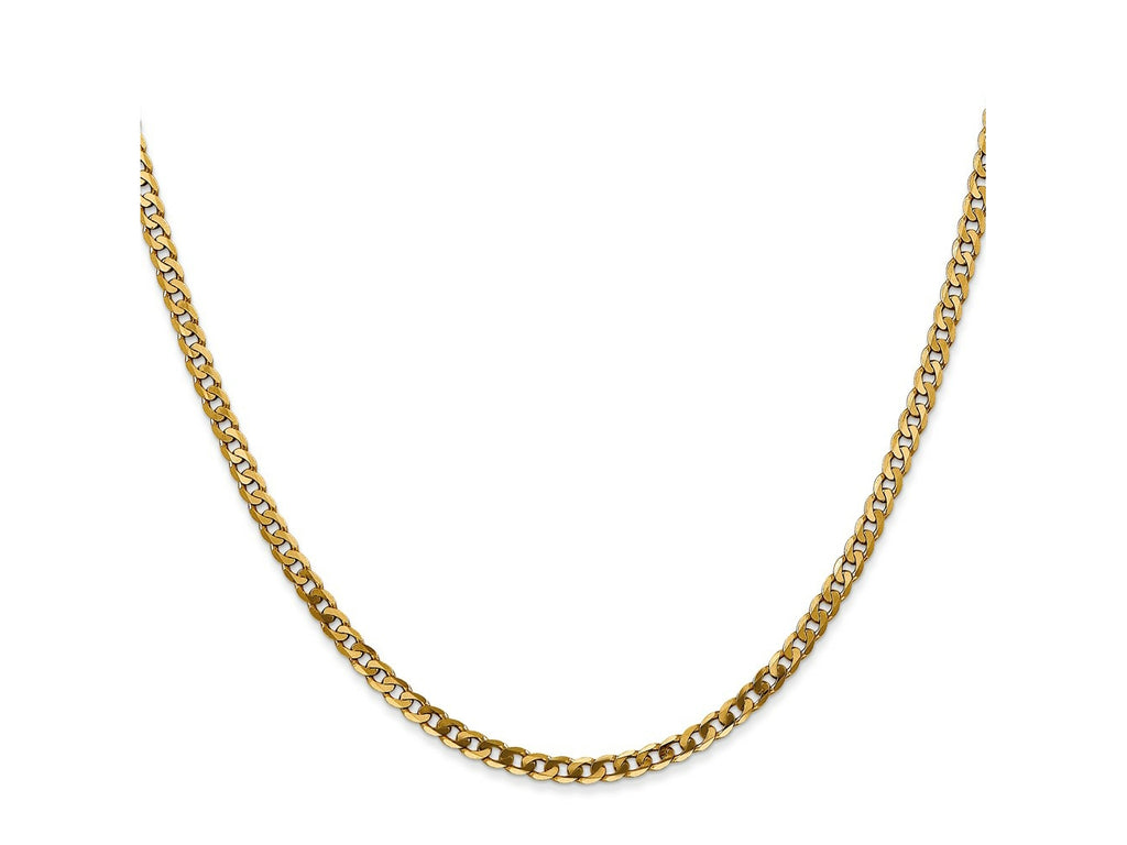 FJC Finejewelers 10 kt Yellow Gold Flat Beveled Curb Chain 24 Inches x 2.4 mm