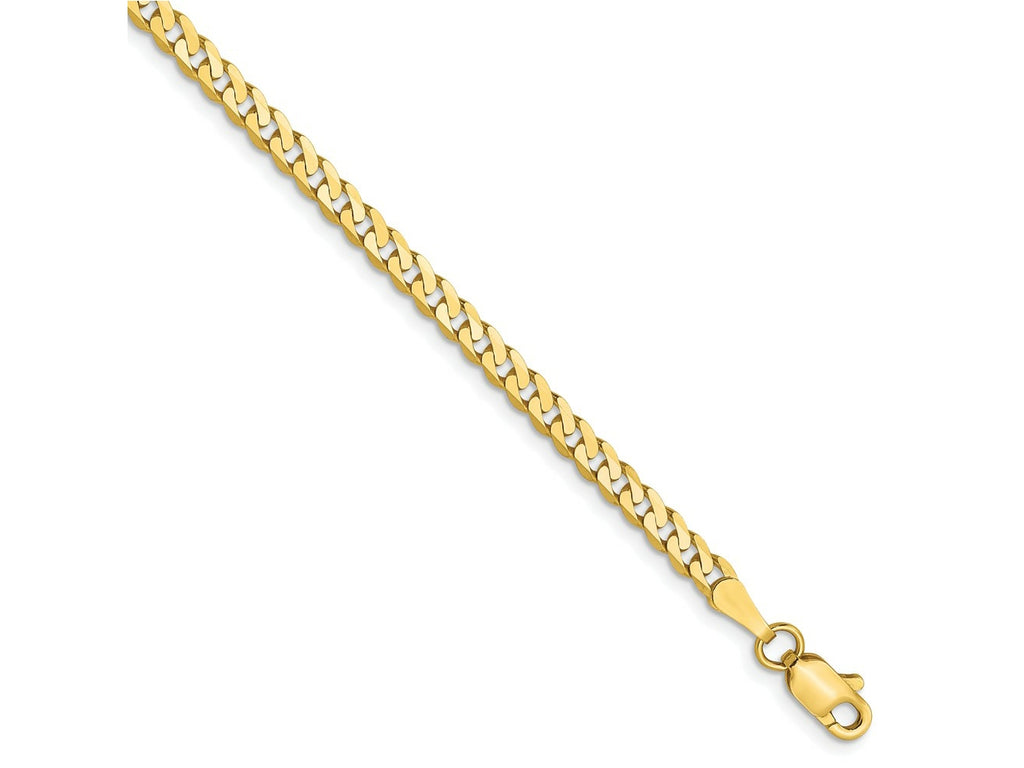 FJC Finejewelers 10 kt Yellow Gold Flat Beveled Curb Chain Bracelet 7 Inches x 2.4 mm