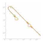 FJC Finejewelers 14 kt Yellow Gold Bright Cut Box Fancy Heart 10in Plus 1in ext. Anklet 10 Inches x 1 mm