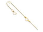 FJC Finejewelers 14 kt Yellow Gold Bright Cut Box Fancy Heart 10in Plus 1in ext. Anklet 10 Inches x 1 mm