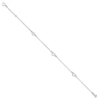 FJC Finejewelers 14 kt White Gold Bright Cut 1mm Box Fancy Heart 9 in Plus 1 in ext. Anklet