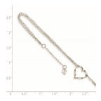 FJC Finejewelers 14 kt White Gold 3mm Cable Double Strand Heart 10in Plus 1 in ext. Anklet