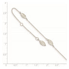 FJC Finejewelers 14 kt White Gold Bright Cut Cable Puffed Rice Bead 10 in Plus 1 in ext. Anklet