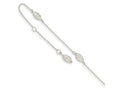 FJC Finejewelers 14 kt White Gold Bright Cut Cable Puffed Rice Bead 10 in Plus 1 in ext. Anklet
