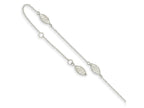 FJC Finejewelers 14 kt White Gold Bright Cut Cable Puffed Rice Bead 10 in Plus 1 in ext. Anklet