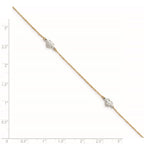 FJC Finejewelers 14 kt Two Tone Gold with Station Puff Heart 10in Plus 1in ext Anklet 10 Inches x 5 m