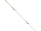 FJC Finejewelers 14 kt Two Tone Gold with Station Puff Heart 10in Plus 1in ext Anklet 10 Inches x 5 m