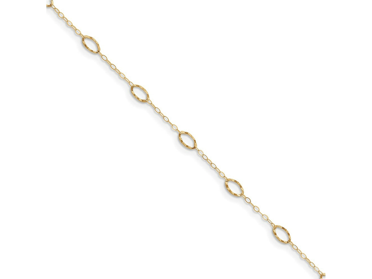 FJC Finejewelers 14 kt Yellow Gold Link Oval Shapes 10in Plus 1in ext Anklet 10 Inches x 1 mm