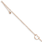 FJC Finejewelers 14 kt Rose Gold Cable Double Strand Heart 9 in Plus 1 in Ext Anklet