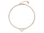 FJC Finejewelers 14 kt Rose Gold Cable Double Strand Heart 9 in Plus 1 in Ext Anklet