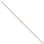 FJC Finejewelers 14 kt Rose Gold Bright Cut Rope with Heart Anklet 9 Inches x 10 mm